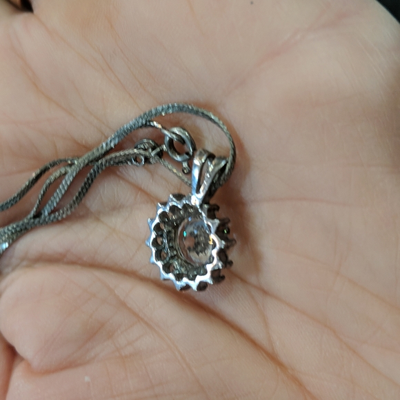 925 Sterling silver chain and pendant with cubic zirconia - Picture 4 of 6